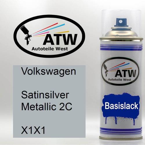 Volkswagen, Satinsilver Metallic 2C, X1X1: 400ml Sprühdose, von ATW Autoteile West.